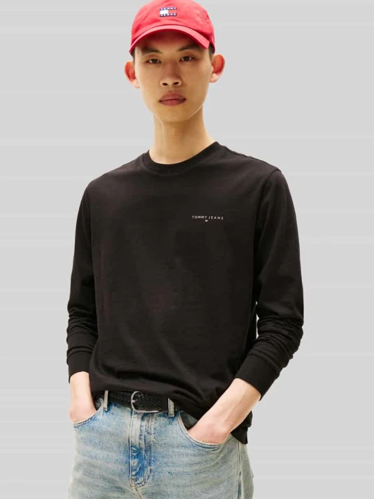 Zdjęcie produktu Bluzka z długim rękawem o kroju slim fit z czystej bawełny Tommy Jeans czarny