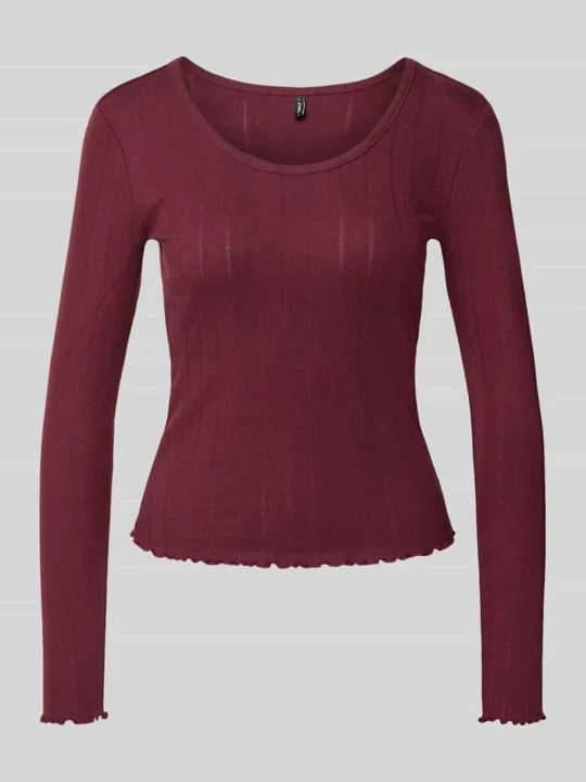 Zdjęcie produktu bluzka z długim rękawem o kroju slim fit z domieszką bawełny model 'TENNA' Only Bordowy