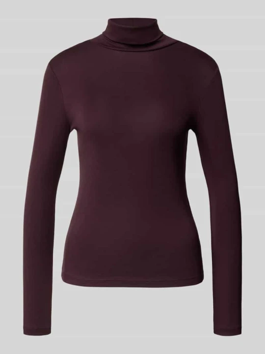 Zdjęcie produktu bluzka z długim rękawem o kroju slim fit z elastycznej mieszanki bawełny model 'OKTOBER' comma Bordowy