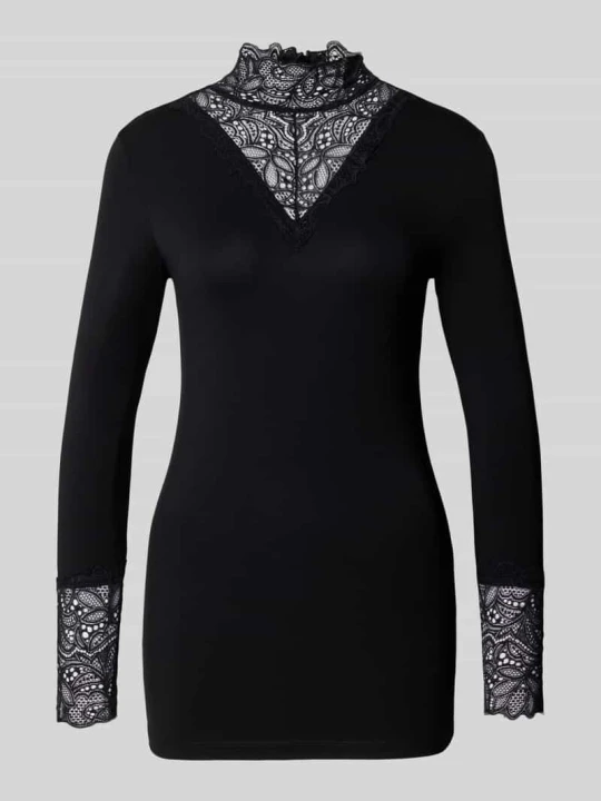 Zdjęcie produktu Bluzka z długim rękawem o kroju slim fit z elastycznej mieszanki materiałów Christian Berg Czarny