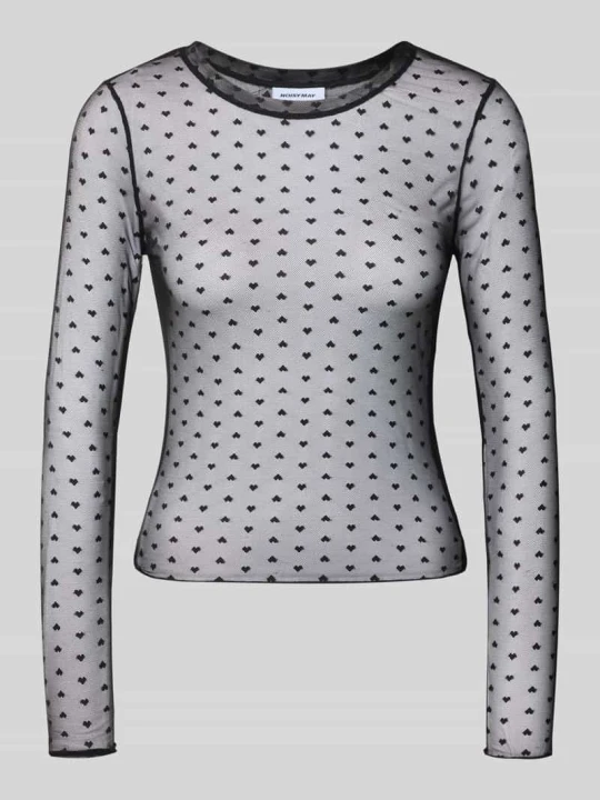 Zdjęcie produktu Bluzka z długim rękawem o kroju slim fit z elastycznej mieszanki materiałów model 'JUDITH' Noisy May Czarny