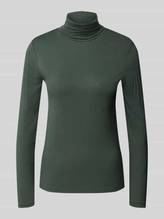 Zdjęcie produktu bluzka z długim rękawem o kroju slim fit z elastycznej mieszanki wiskozy model 'Liana' Freequent Ciemnozielony