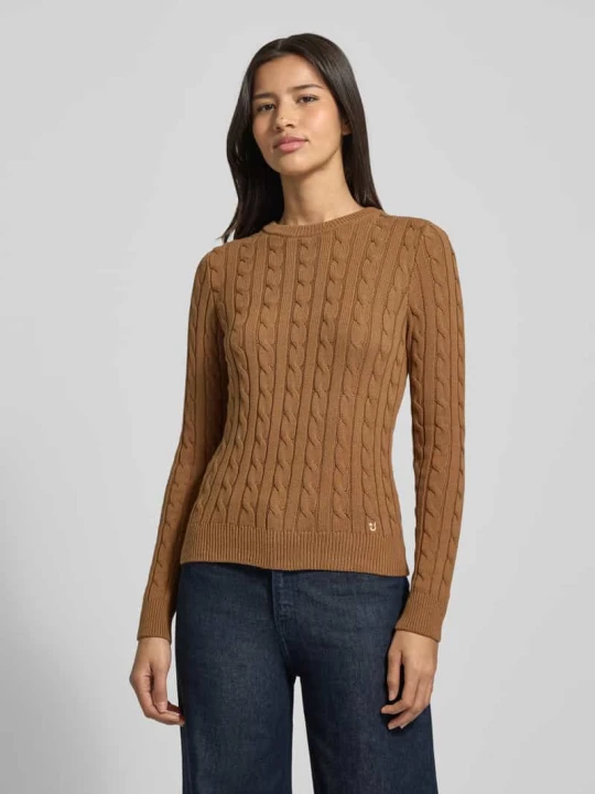 Zdjęcie produktu Bluzka z długim rękawem o kroju slim fit z imitacji dzianiny Jake*s Średniobrązowy
