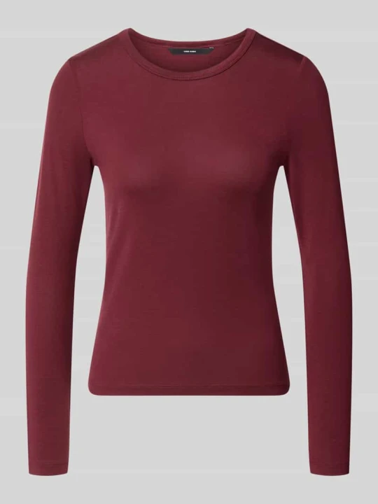 Zdjęcie produktu bluzka z długim rękawem o kroju slim fit z mieszanka lyocellu model 'ADA' Vero Moda Bordowy