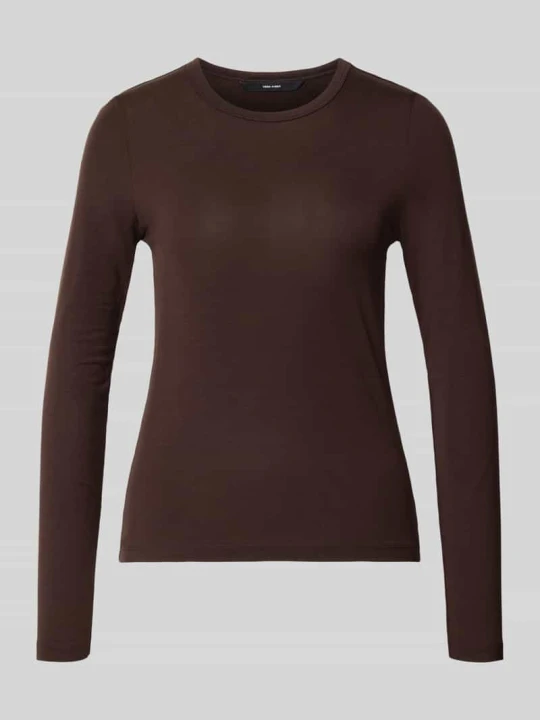 Zdjęcie produktu bluzka z długim rękawem o kroju slim fit z mieszanka lyocellu model 'ADA' Vero Moda Czekoladowy
