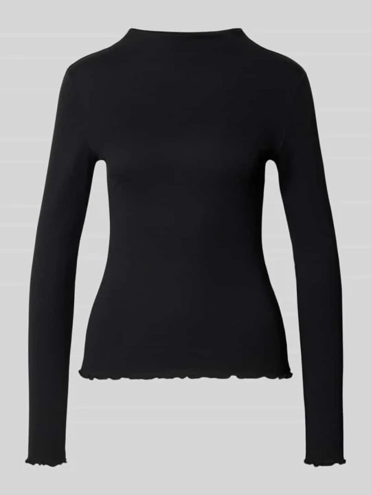 Zdjęcie produktu bluzka z długim rękawem o kroju slim fit z mieszanka modalu i bawełny model 'Soninchen' Opus Czarny