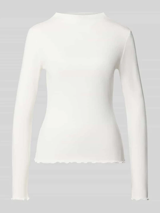Zdjęcie produktu bluzka z długim rękawem o kroju slim fit z mieszanka modalu i bawełny model 'Soninchen' Opus Złamany biały