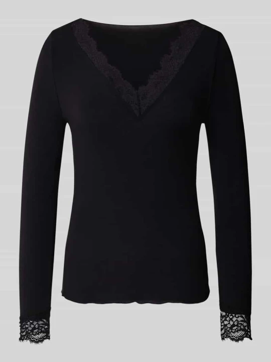 Zdjęcie produktu bluzka z długim rękawem o kroju slim fit z mieszanka modalu z dodatkiem wełny model 'SKYE' Vero Moda Czarny