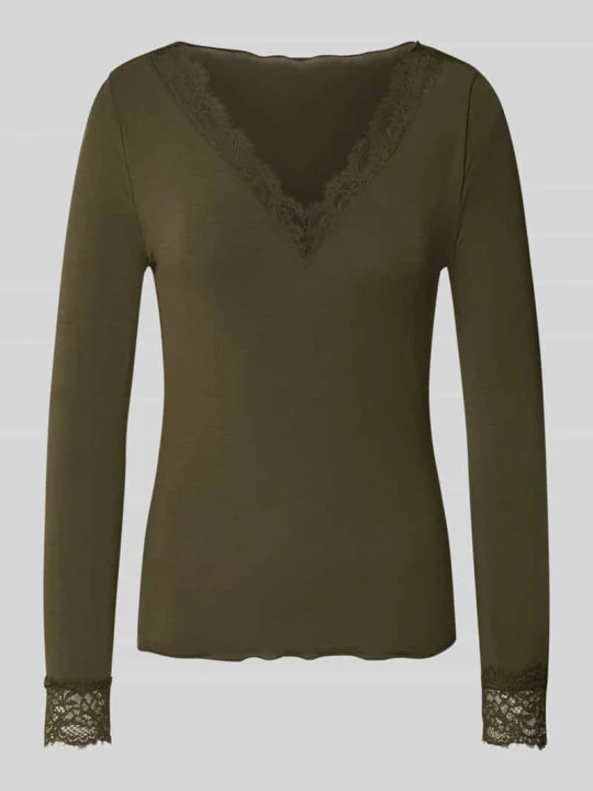 Zdjęcie produktu bluzka z długim rękawem o kroju slim fit z mieszanka modalu z dodatkiem wełny model 'SKYE' Vero Moda Oliwkowy