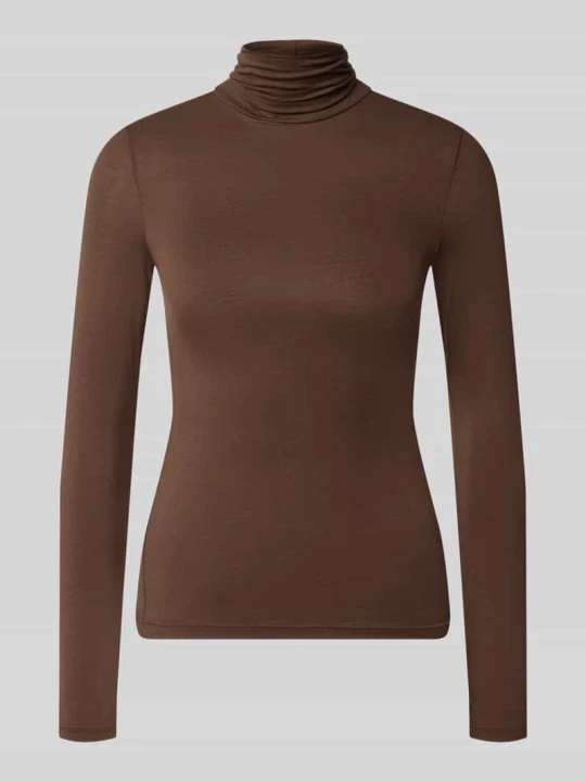 Zdjęcie produktu bluzka z długim rękawem o kroju slim fit z mieszanka wiskozy model 'Rana' Guido Maria Kretschmer Czekoladowy