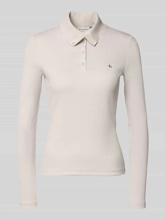 Zdjęcie produktu Bluzka z długim rękawem o kroju slim fit z mieszanki bawełny Calvin Klein Jeans Jasnoszary