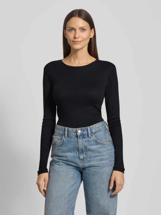 Zdjęcie produktu Bluzka z długim rękawem o kroju slim fit z mieszanki bawełny i modalu Marc O'Polo Granatowy