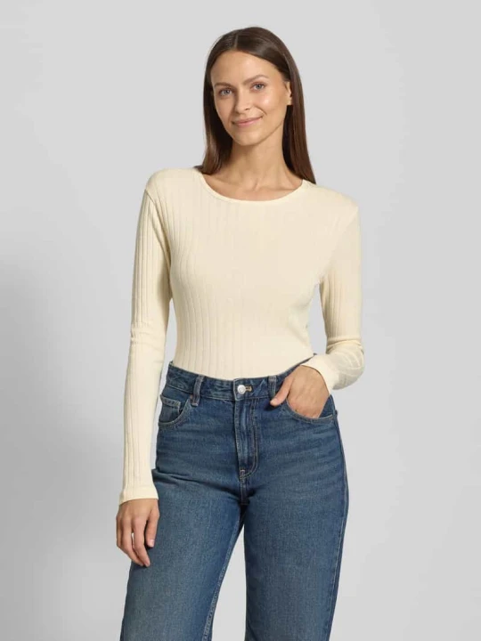 Zdjęcie produktu Bluzka z długim rękawem o kroju slim fit z mieszanki bawełny i modalu Marc O'Polo Złamany biały