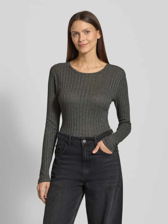 Zdjęcie produktu Bluzka z długim rękawem o kroju slim fit z mieszanki bawełny i modalu Marc O'Polo Średnioszary