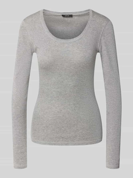 Zdjęcie produktu bluzka z długim rękawem o kroju slim fit z mieszanki bawełny i modalu model 'Sorana' Opus Jasnoszary