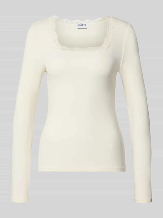 Zdjęcie produktu Bluzka z długim rękawem o kroju slim fit z mieszanki bawełny Jake*s Złamany biały