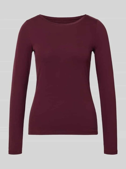Zdjęcie produktu bluzka z długim rękawem o kroju slim fit z mieszanki bawełny Marc Cain Bordowy
