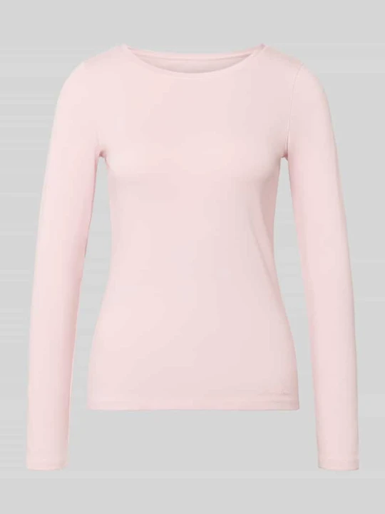 Zdjęcie produktu bluzka z długim rękawem o kroju slim fit z mieszanki bawełny Marc Cain Różowy