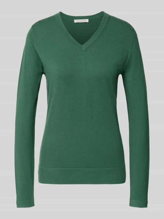 Zdjęcie produktu Bluzka z długim rękawem o kroju slim fit z mieszanki bawełny Marc Cain Trawiasty zielony