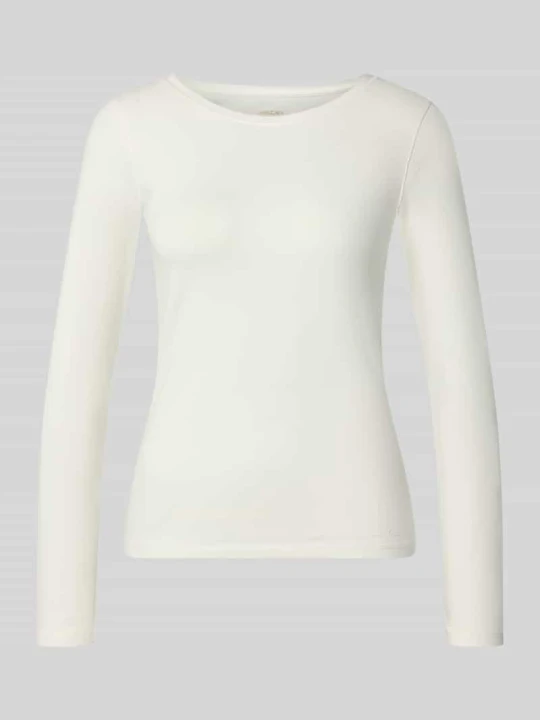 Zdjęcie produktu bluzka z długim rękawem o kroju slim fit z mieszanki bawełny Marc Cain Złamany biały