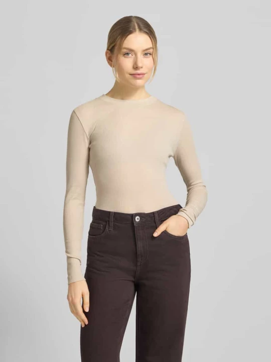 Zdjęcie produktu Bluzka z długim rękawem o kroju slim fit z mieszanki bawełny Marc O'Polo Beżowy