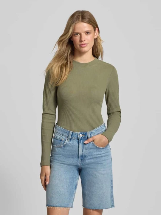 Zdjęcie produktu Bluzka z długim rękawem o kroju slim fit z mieszanki bawełny Marc O'Polo Khaki