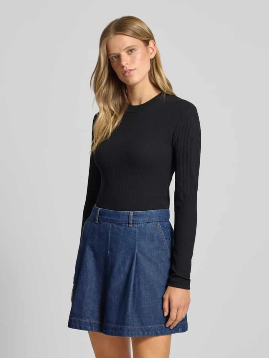 Zdjęcie produktu Bluzka z długim rękawem o kroju slim fit z mieszanki bawełny Marc O'Polo Czarny