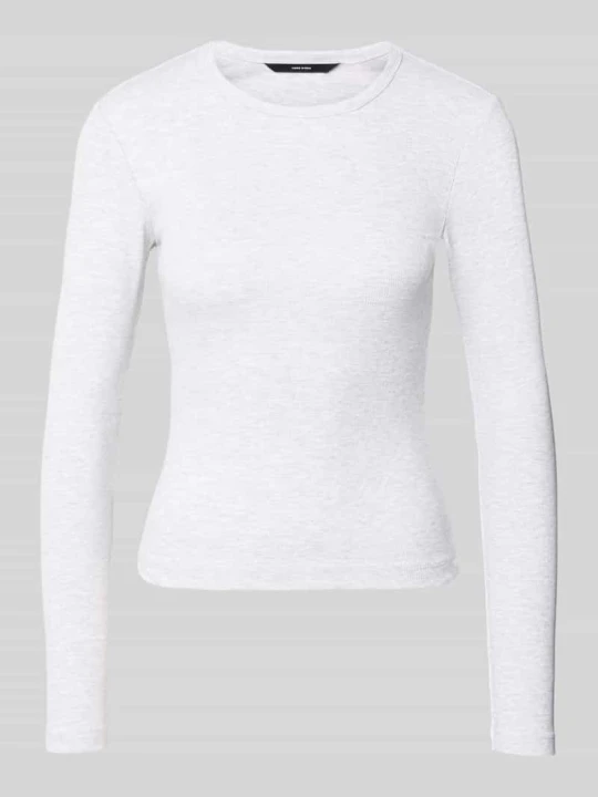 Zdjęcie produktu bluzka z długim rękawem o kroju slim fit z mieszanki bawełny model 'CHLOE' Vero Moda Jasnoszary melanż