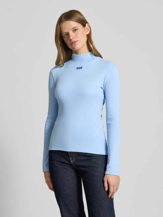 Zdjęcie produktu Bluzka z długim rękawem o kroju slim fit z mieszanki bawełny model „EASY” Hugo Jasnoniebieski