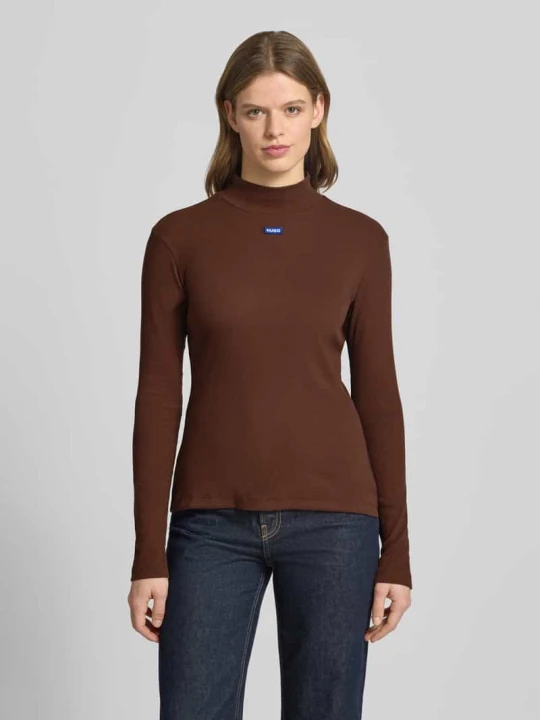 Zdjęcie produktu Bluzka z długim rękawem o kroju slim fit z mieszanki bawełny Model 'EASY LONGSLEEVE_B' Hugo Czekoladowy