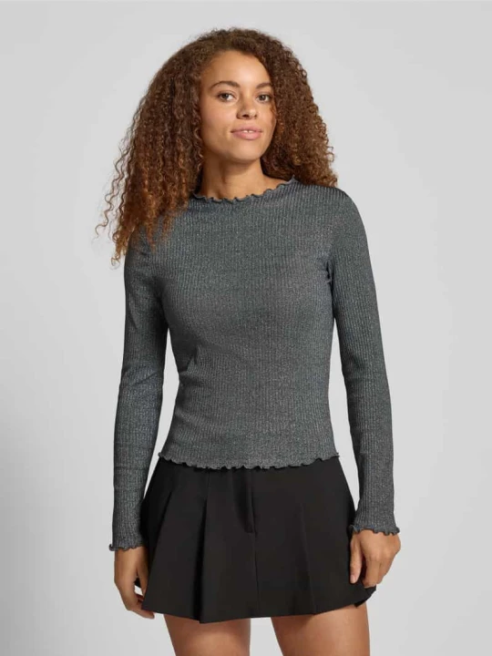 Zdjęcie produktu Bluzka z długim rękawem o kroju slim fit z mieszanki bawełny model ‘EMMA’ Only Antracytowy