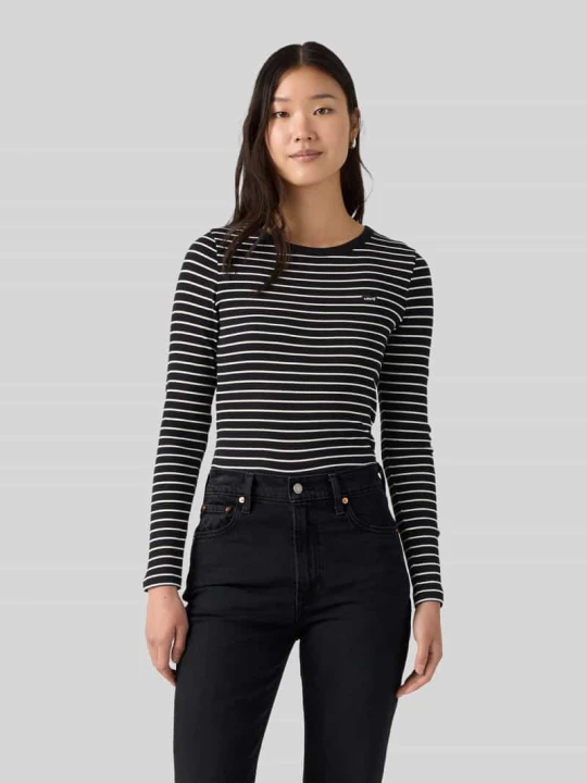 Zdjęcie produktu bluzka z długim rękawem o kroju slim fit z mieszanki bawełny model 'HAYES' Levi's Czarny