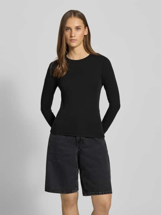 Zdjęcie produktu Koszulka z długim rękawem z mieszanki bawełny krój slim fit model 'RILEY' Only Czarny