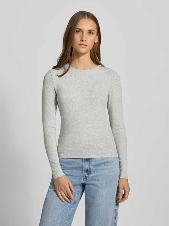 Zdjęcie produktu Koszulka z długim rękawem z mieszanki bawełny krój slim fit model 'RILEY' Only Jasnoszary melanż