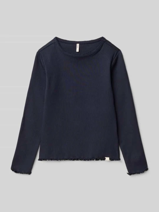 Zdjęcie produktu Bluzka z długim rękawem o kroju slim fit z mieszanki bawełny model ‘TRINNY LIFE’ Only Granatowy