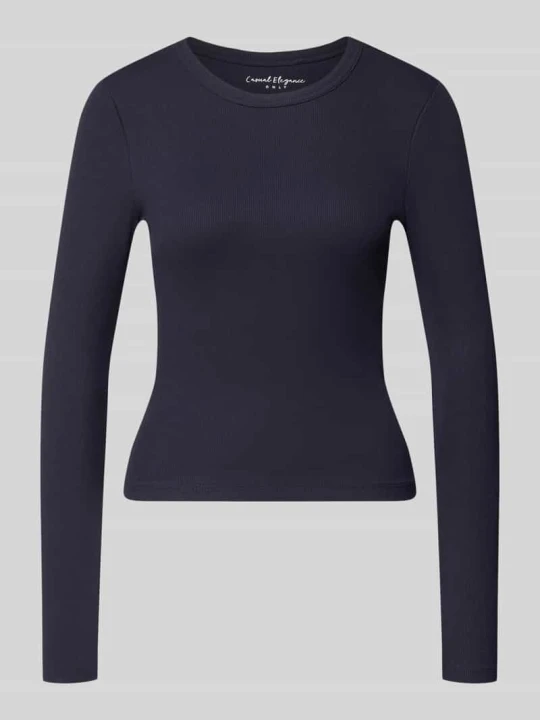 Zdjęcie produktu Bluzka z długim rękawem o kroju slim fit z mieszanki bawełny model 'VAL' Only Granatowy
