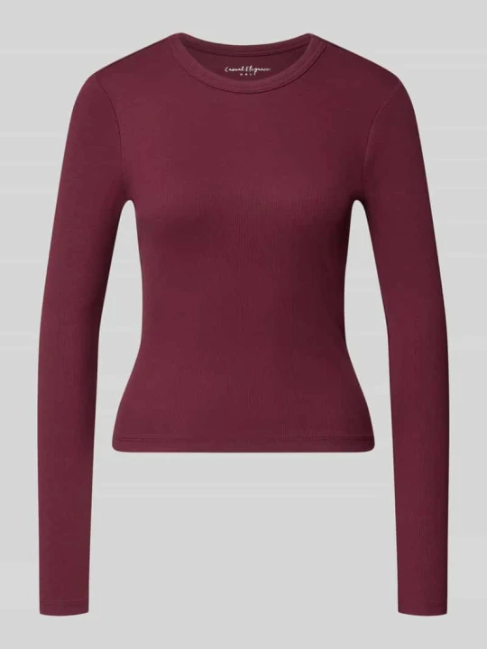 Zdjęcie produktu Bluzka z długim rękawem o kroju slim fit z mieszanki bawełny model 'VAL' Only Bordowy