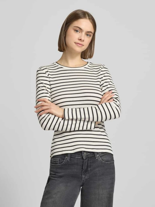 Zdjęcie produktu Bluzka z długim rękawem o kroju slim fit z mieszanki bawełny Pieces Czarny