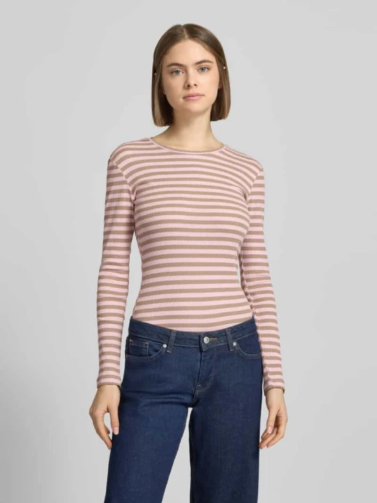 Zdjęcie produktu Bluzka z długim rękawem o kroju slim fit z mieszanki bawełny Pieces Różowy