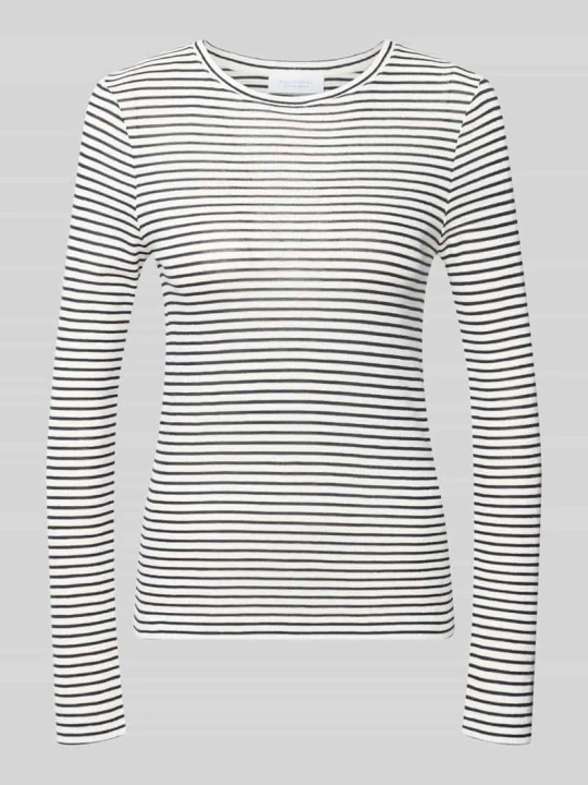 Zdjęcie produktu Bluzka z długim rękawem o kroju slim fit z mieszanki bawełny Rich & Royal Biały