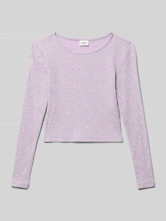 Zdjęcie produktu Bluzka z długim rękawem o kroju slim fit z mieszanki bawełny s.Oliver Lawendowy