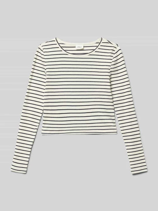Zdjęcie produktu Bluzka z długim rękawem o kroju slim fit z mieszanki bawełny s.Oliver Biały