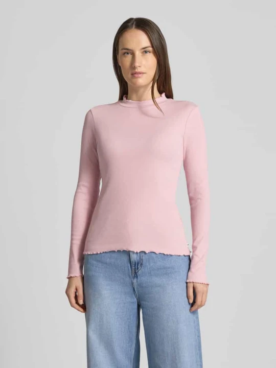 Zdjęcie produktu Bluzka z długim rękawem o kroju slim fit z mieszanki bawełny Tom Tailor Różowy
