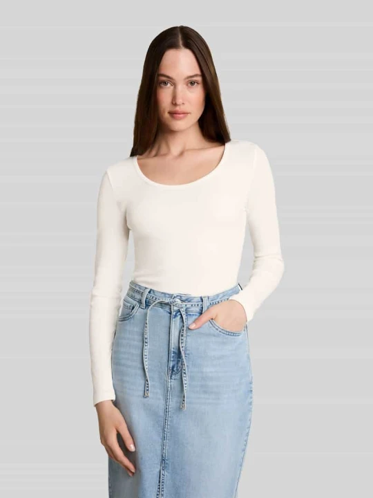 Zdjęcie produktu Bluzka z długim rękawem o kroju slim fit z mieszanki bawełny Tom Tailor Złamany biały