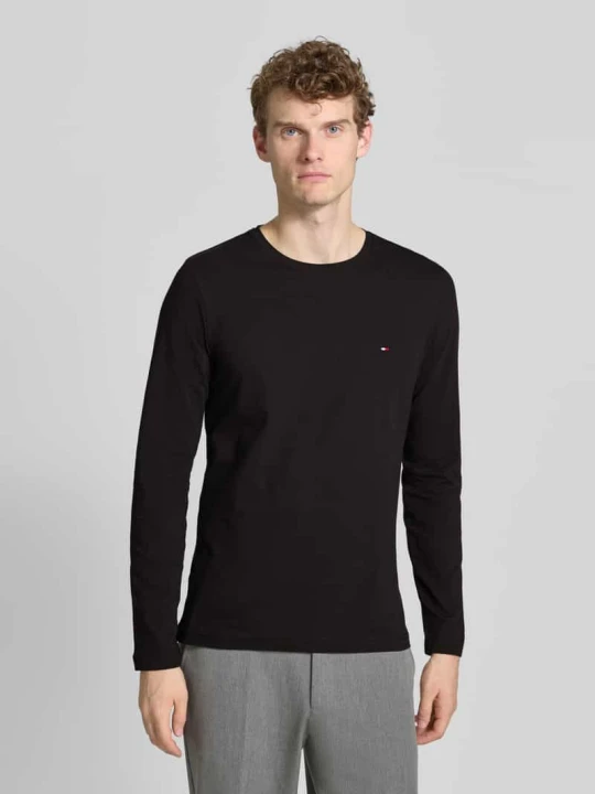 Zdjęcie produktu Bluzka z długim rękawem o kroju slim fit z mieszanki bawełny Tommy Hilfiger Czarny