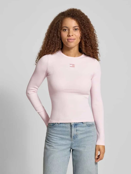 Zdjęcie produktu Bluzka z długim rękawem o kroju slim fit z mieszanki bawełny Tommy Jeans Jasnoróżowy