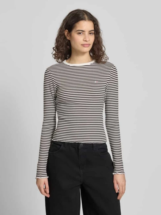 Zdjęcie produktu Bluzka z długim rękawem o kroju slim fit z mieszanki bawełny Tommy Jeans Czarny