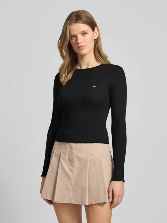 Zdjęcie produktu Bluzka z długim rękawem o kroju slim fit z mieszanki bawełny Tommy Jeans Czarny