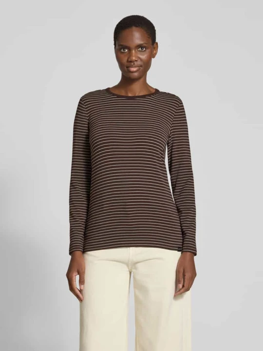 Zdjęcie produktu Bluzka z długim rękawem o kroju slim fit z mieszanki bawełny z dodatkiem wiskozy Smith & Soul Ciemnobrązowy