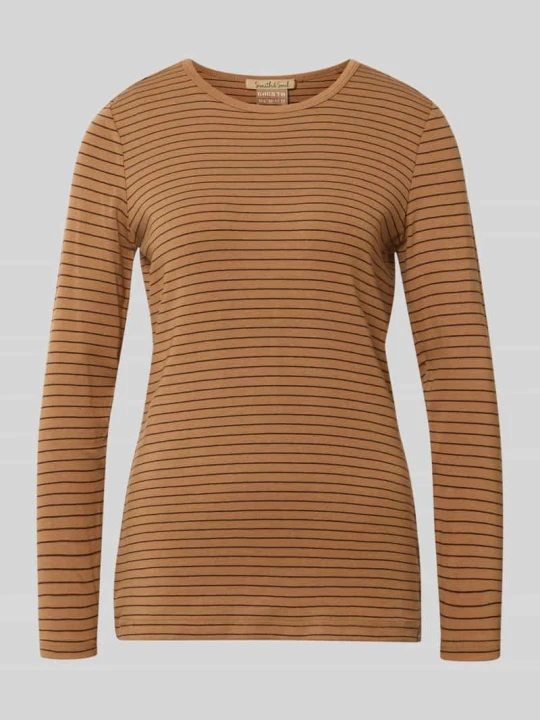 Zdjęcie produktu Bluzka z długim rękawem o kroju slim fit z mieszanki bawełny z dodatkiem wiskozy Smith & Soul Średniobrązowy